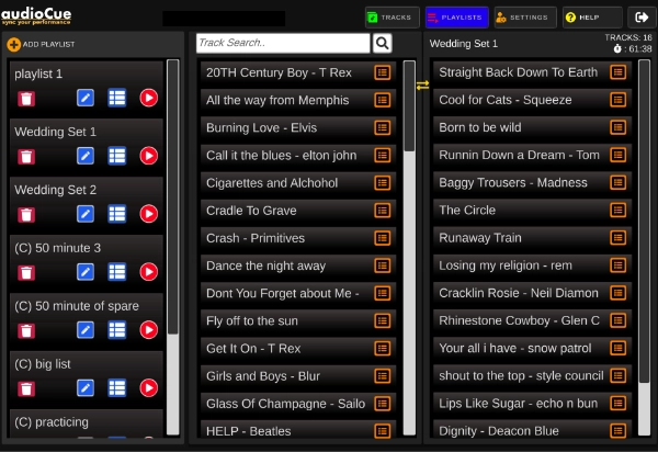 Lyrics and backing tracks player