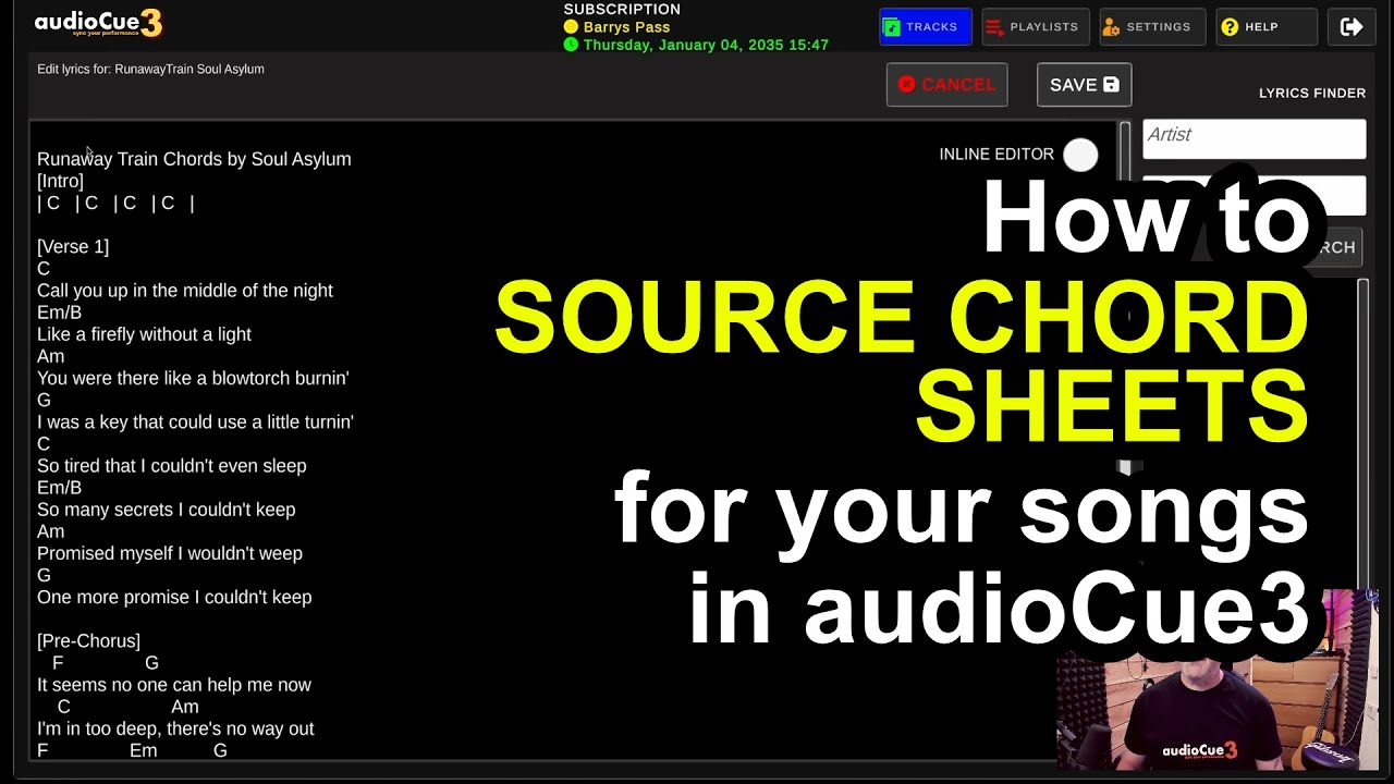 Add Chords + Lyrics from Ultimate Guitar into Your Setlist (AudioCue3 Tutorial)